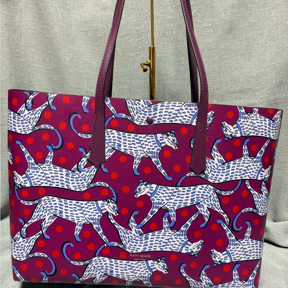 kate spade Purple Leopard Motif Tote with Wristlet - Picture 5 of 7